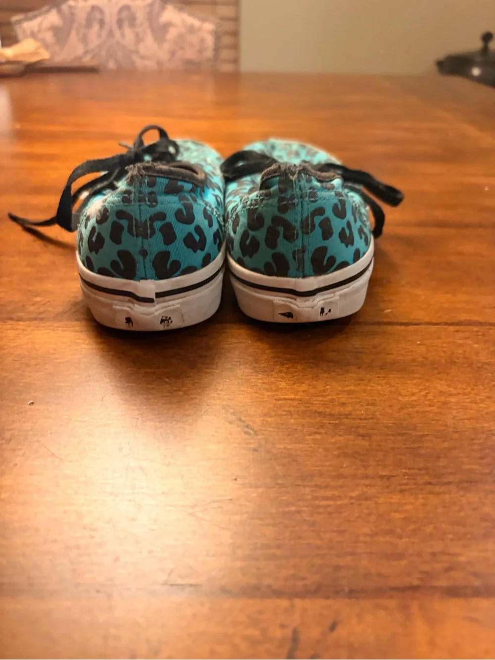 Vans Kids Teal Leopard Print Canvas Sneakers